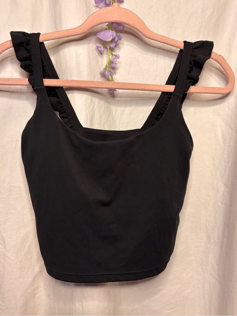 Blogilates Black Ruffle Strap Tank Top - Small